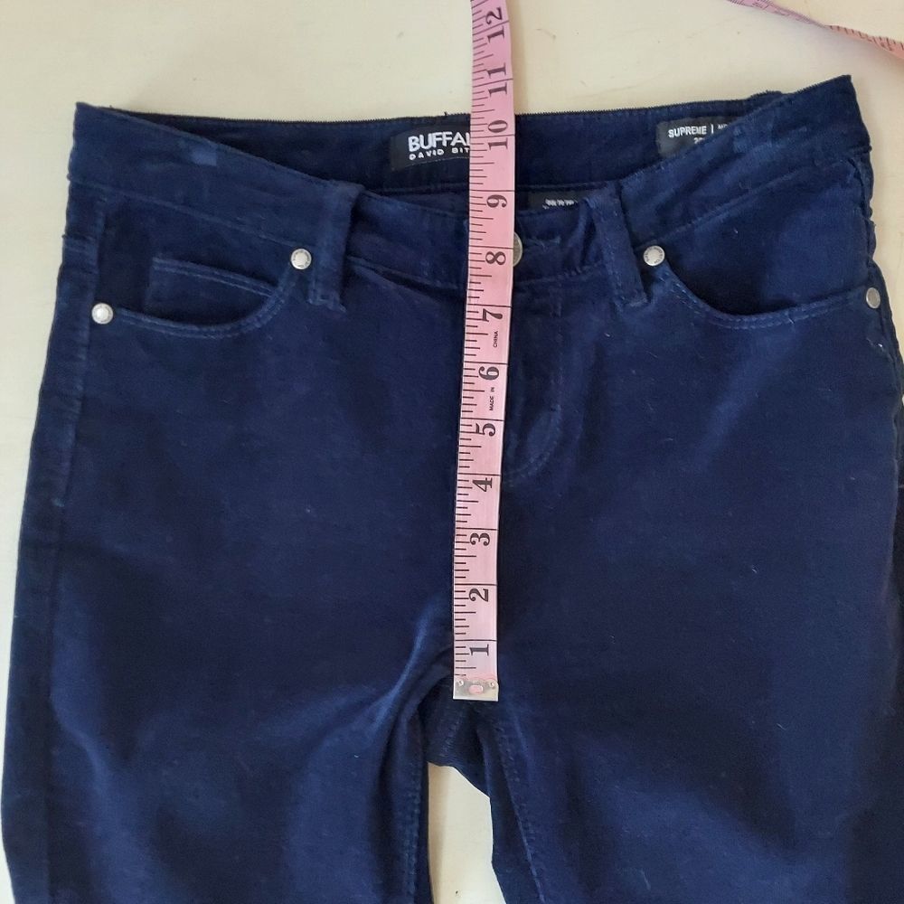 Buffalo David Bitton Blue Corduroy Pants Supreme Mid Rise Skinny Stretch Sz 2 - Picture 8 of 10
